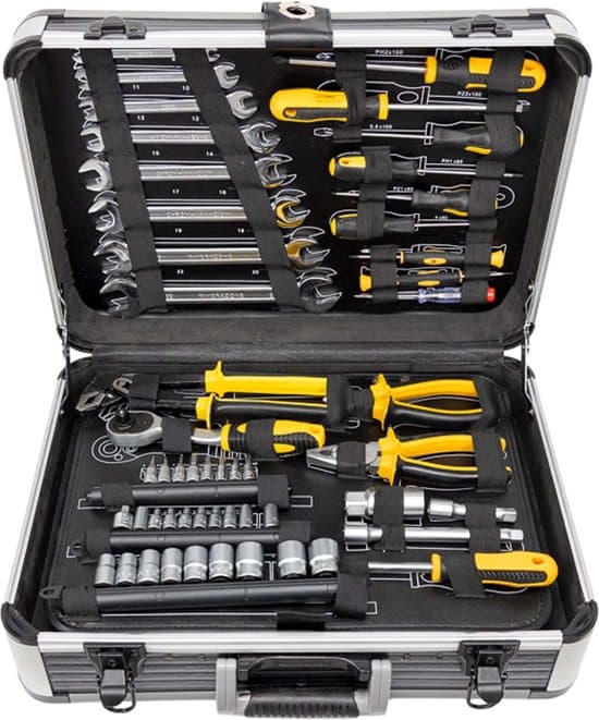 ALDORR Tools - 89 - Delige gereedschapsset in koffer - Toolbox - Gereedschapskoffer Gevuld - Gereedschapskist - Schroevendraaierset - Aluminium - Handgereedschap - Basisgereedschap - Met Momentsleutel Ratel - Cadeau voor mannen - Housewarming Cadeau