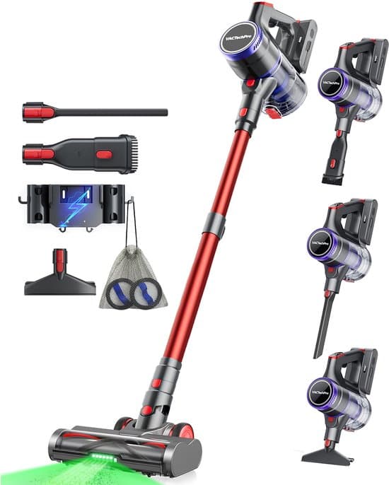 VACTechPro elektrische stofzuiger Steelstofzuiger draadloos 48000Pa-550W-70Min